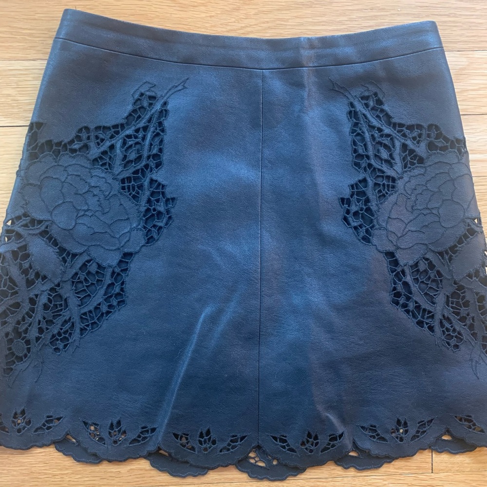 BCBG Black Leather Skirt